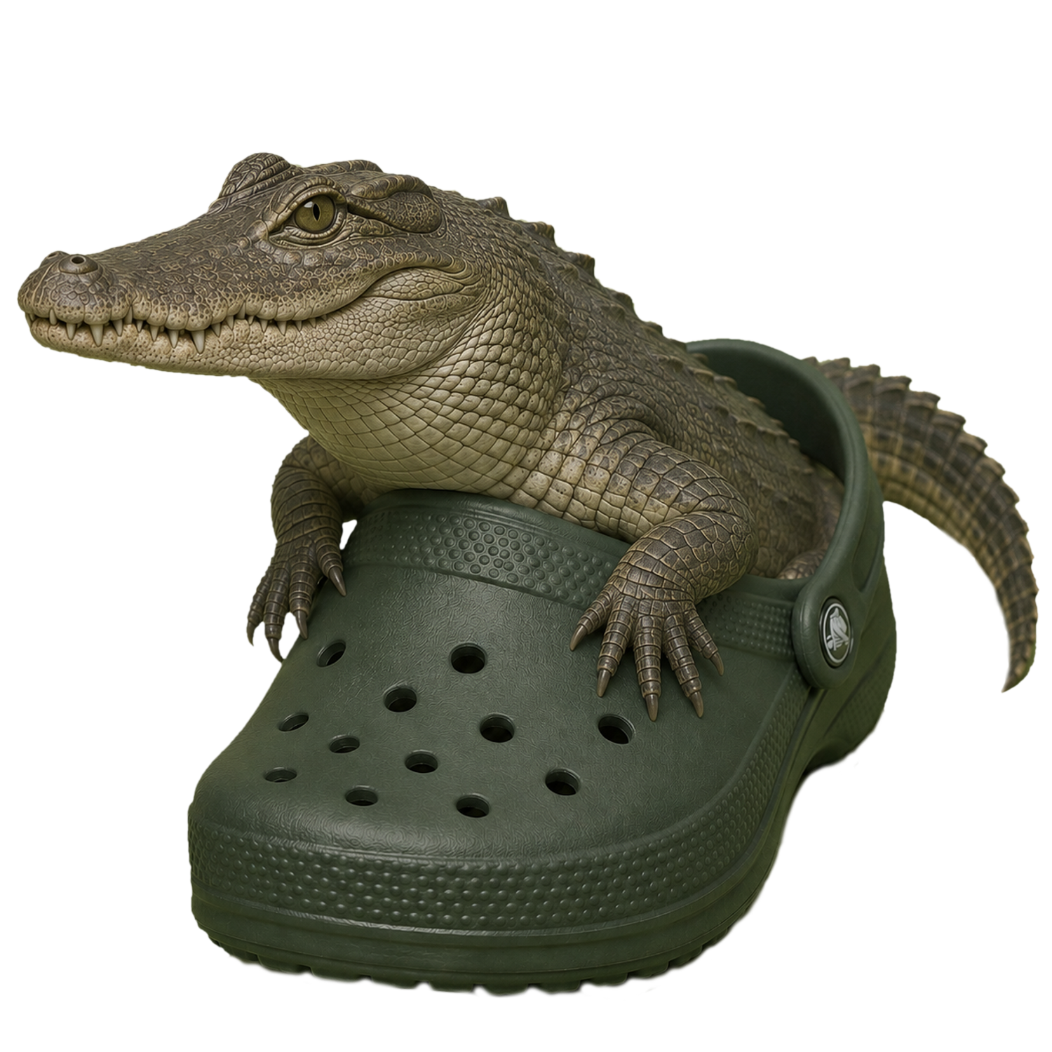 Crocks logo — a crocodile chilling inside a green Croc shoe